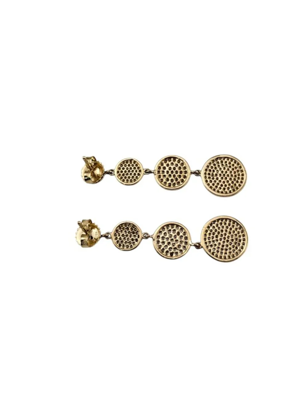 14K Yellow Gold and Pave Diamond Dangle Drop Earrings #25480